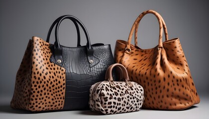 fashion bags animals skins on background