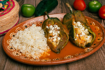 Stuffed peppers, typical mexican food. Food to celebrate Cinco de Mayo.