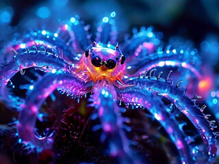 Close up or macro view of bioluminescent creature. - obrazy, fototapety, plakaty