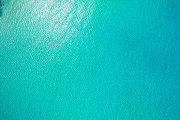 Clear blue sea on the island from above