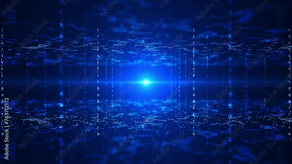 Poster abstract technology big data with number one and zero background concept. digital data flow line and