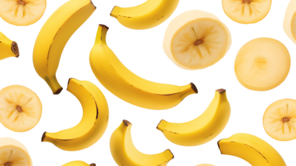 Bananas seamless pattern. on white and transparent background