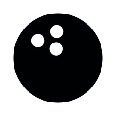 black vector bowling ball icon on white background