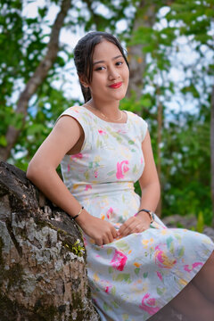 Portrait of a young asian girl in the park