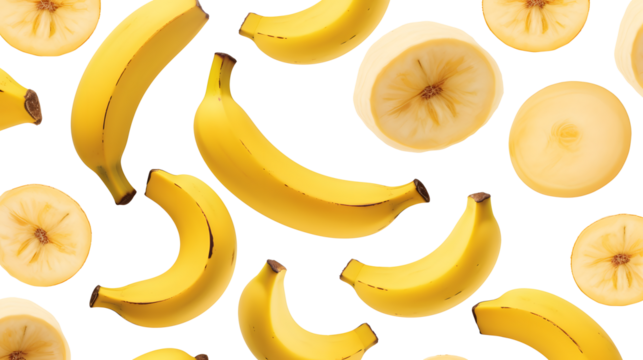 Bananas seamless pattern. on white and transparent background