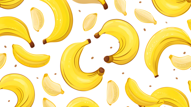 Bananas seamless pattern. on white and transparent background