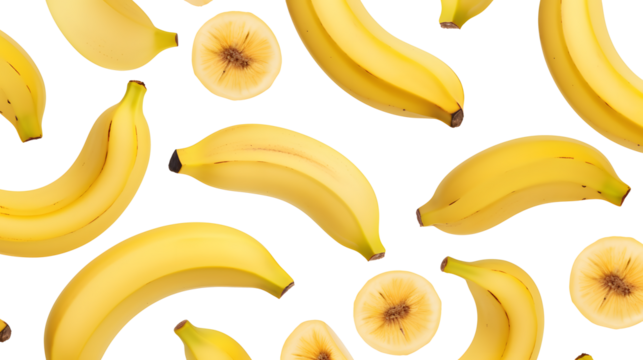 Bananas seamless pattern. on white and transparent background