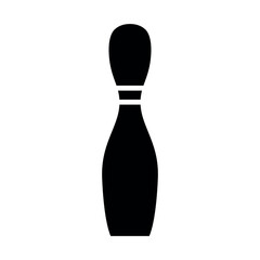 black vector bowling pin icon on white background