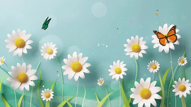 happy mothers day sale background with daisy flowers. seamless looping overlay 4k virtual video animation background