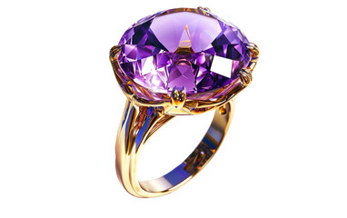 Radiant Amethyst Ring isolated on transparent Background
