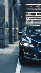 Jaguar High-Performance Luxury Car Showcased in an Urban Setting: Symbol of Elite Style and Speed