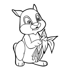 little rabbit line vector illustration