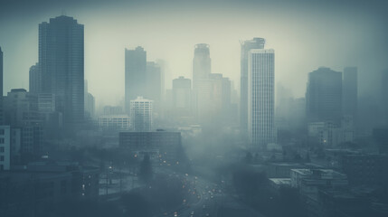 Fototapeta premium Smog in the city, Air pollution concept, photo shot