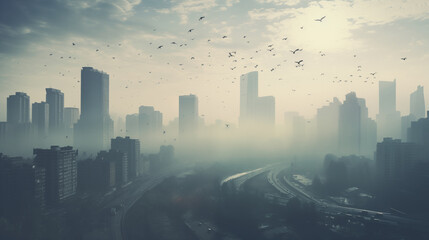 Smog in the city, Air pollution concept, photo shot