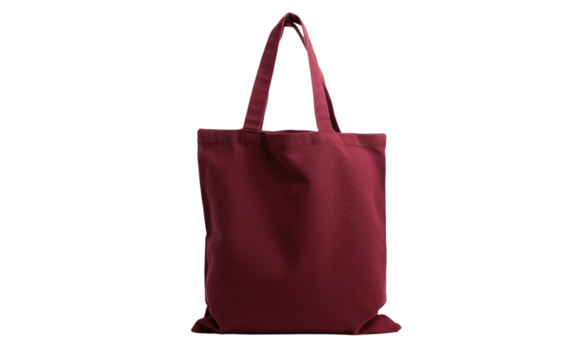 Linen-Cotton Maroon Tote Bag Template isolated on transparent Background