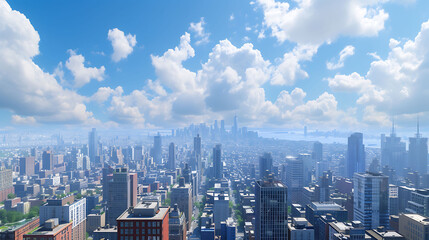 A panoramic view of a city skyline from a high vantage point - Powered by Adobe