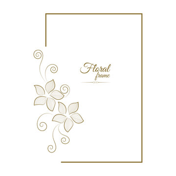 Vintage card frame with golden floral ornament border isolated floral background.Golden luxury realistic rectangle border. Vector illustration
