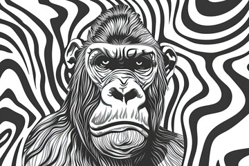 bold line art Gorilla