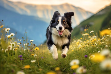 Purebred purebred beautiful border collie dog breed, background nature isolate.