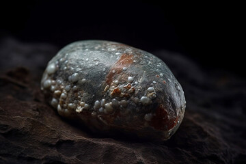 Kaatialaite is a rare precious natural stone on a black background. AI generated. Header banner mockup with space.