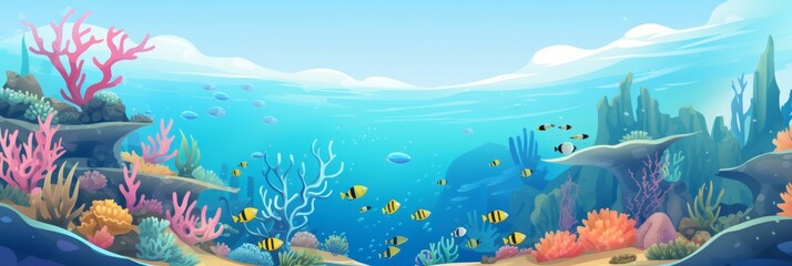 Fototapeta na wymiar Sea background with fish and carals
