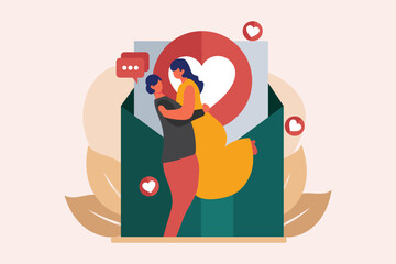 Naklejka premium Wedding Day Flat Illustration Design