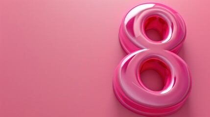 pink Number 8 , international women's day background,copy space.