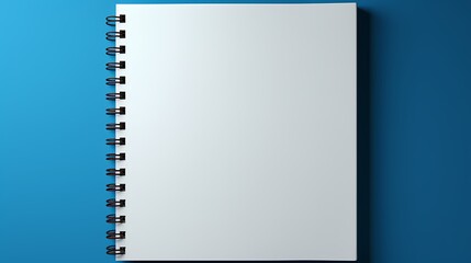 A simple white notepad mockup on a royal blue background, highlighting its pages with a sharp HD...