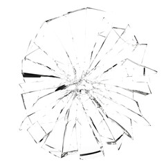 Obraz premium Broken glass on white and transparent background