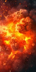 Explosion, red fire, texture, 3d, background image for mobile phone, ios, Android, banner for instagram stories, vertical wallpaper.