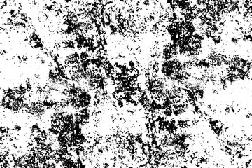 Black and white distressed grunge overlay texture vector. Abstract pattern of monochrome dirty pattern with ink spots, cracks, stains creative design.
