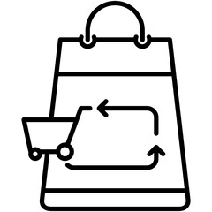 Reorder Icon. Replace Cart Order Pictogram Graphic Illustration. Isolated Simple Line Icon For Infographic, App and Web Button.