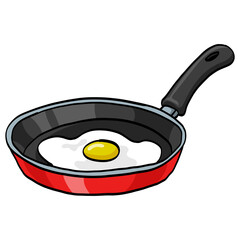 Frying Pan Egg Breakfast Drawing Illustration