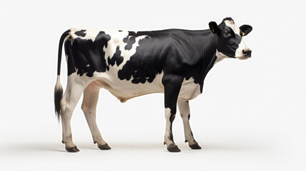 Whole body of a female Cow with black and white spots isolated on a white background