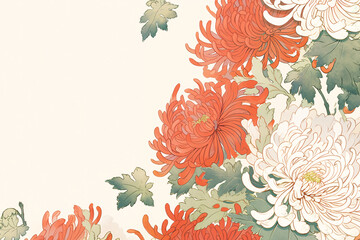 Chinese style chrysanthemum background illustration, Double Ninth Festival concept illustration