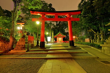 Fushimi Inari Taisha with hundreds of traditional gates at Fukakusa, Yabunouchicho, Fushimi Ward,...