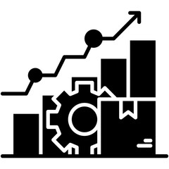 Demand Icon. Market Up Chart Pictogram Graphic Illustration. Isolated Simple Solid Icon For Infographic, App and Web Button.
