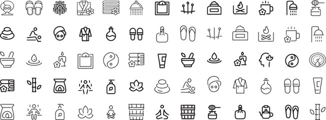 Spa and sauna Related Vector Icon. Contains such Icons as Massage, Candle, Sauna and more. Editable Stroke.