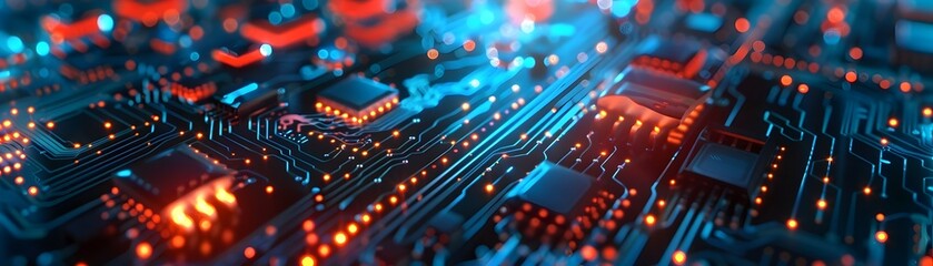 Obraz premium Intricate Circuitry of Advanced Digital Technology Powering the Future of Computing and Innovation