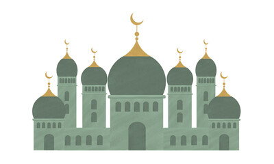 Png illustration mosque of ied mubarak icon. Suitable for greeting card, wallpaper, etc