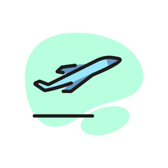 Line icon of airplane taking off. Departure, airfield, airport. Transport concept. Can be used for warning signs, information boards and web pictograms