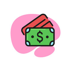 Line icon of dollar banknotes. Cash, wealth, payment. Money concept. Can be used for topics like finance, banking, business