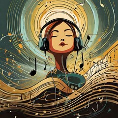 음악을 듣는 여자