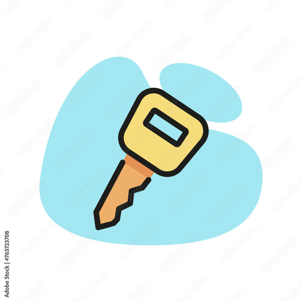 Sticker line icon of key. apartment, car key, solution. access concept. can be used for topics like retail, 