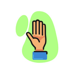 Line icon of stop sign. Attention, friendship, greeting. Gesture concept. Can be used for topics like communication, hand signs, body parts