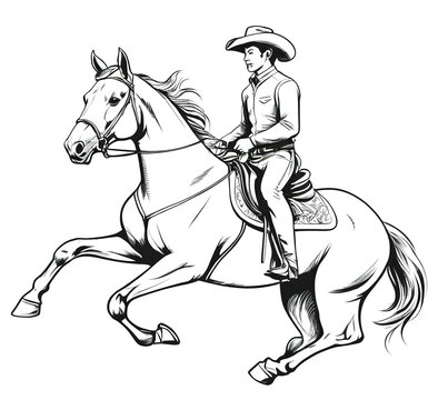 Cowboy rides a cow bucking bronco Vector illustration transparent background