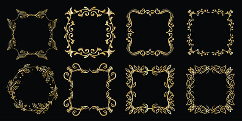 golden luxury frame concept, golden luxury frame vector design, golden realistic luxury frame collection.