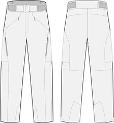 Technical pants flat sketch Isolated front and back view illustration on a transparent background	 - obrazy, fototapety, plakaty