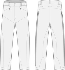 Ski pants flat sketch Isolated front and back view illustration on a transparent background - obrazy, fototapety, plakaty
