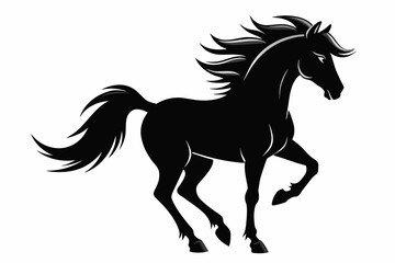 Naklejka na ściany i meble black-horse-power-silhouette-with-white-background .